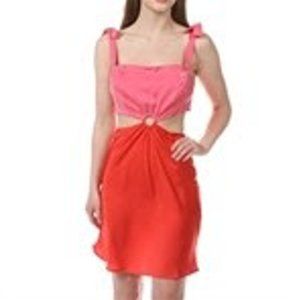 red and pink cutout dress
